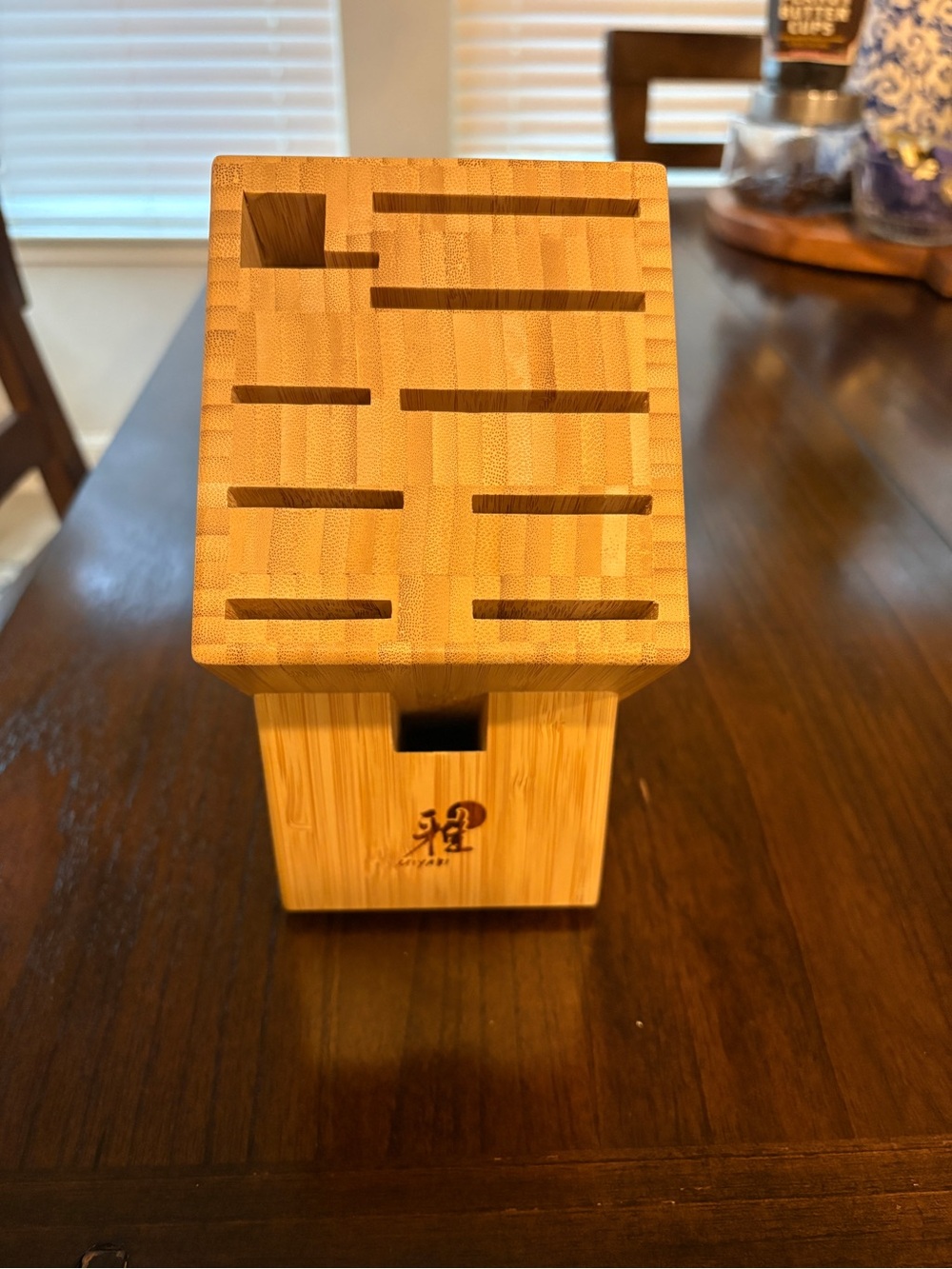 MIYABI Bamboo Knife Block Organizer in Natural Brown